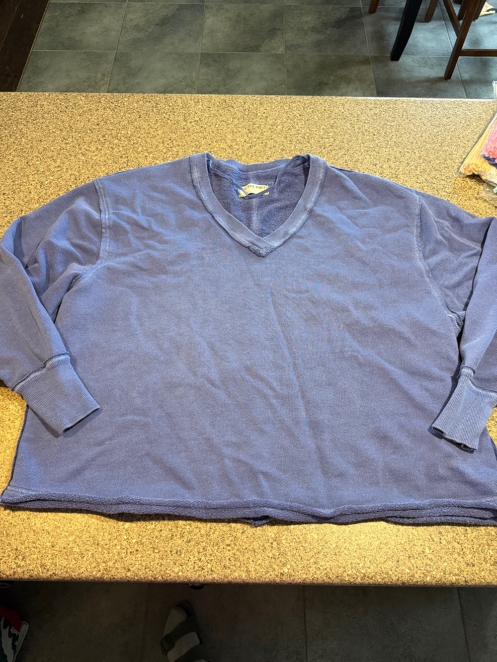 We the free Blue V-Neck Pullover Sweatshirt